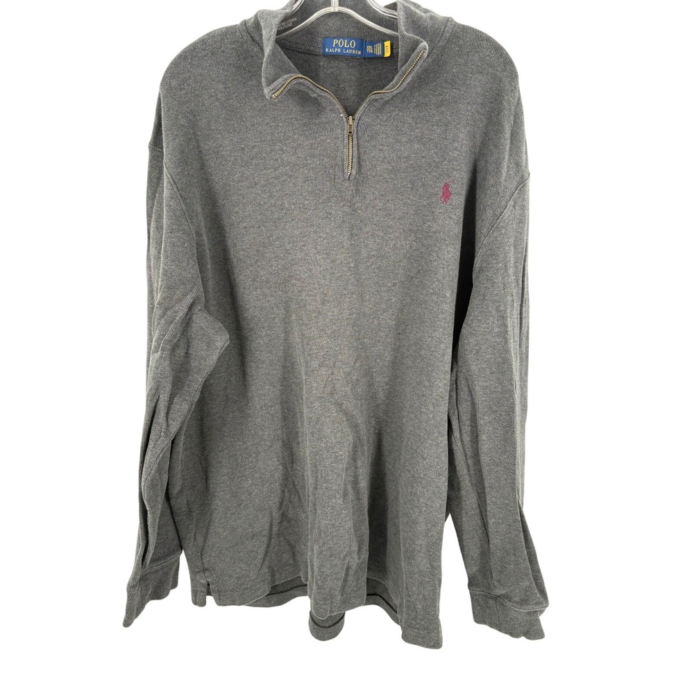 Polo Ralph Lauren XXL Mens Gray 1/4 Zip Long Sleeve Pullover Sweatshirt